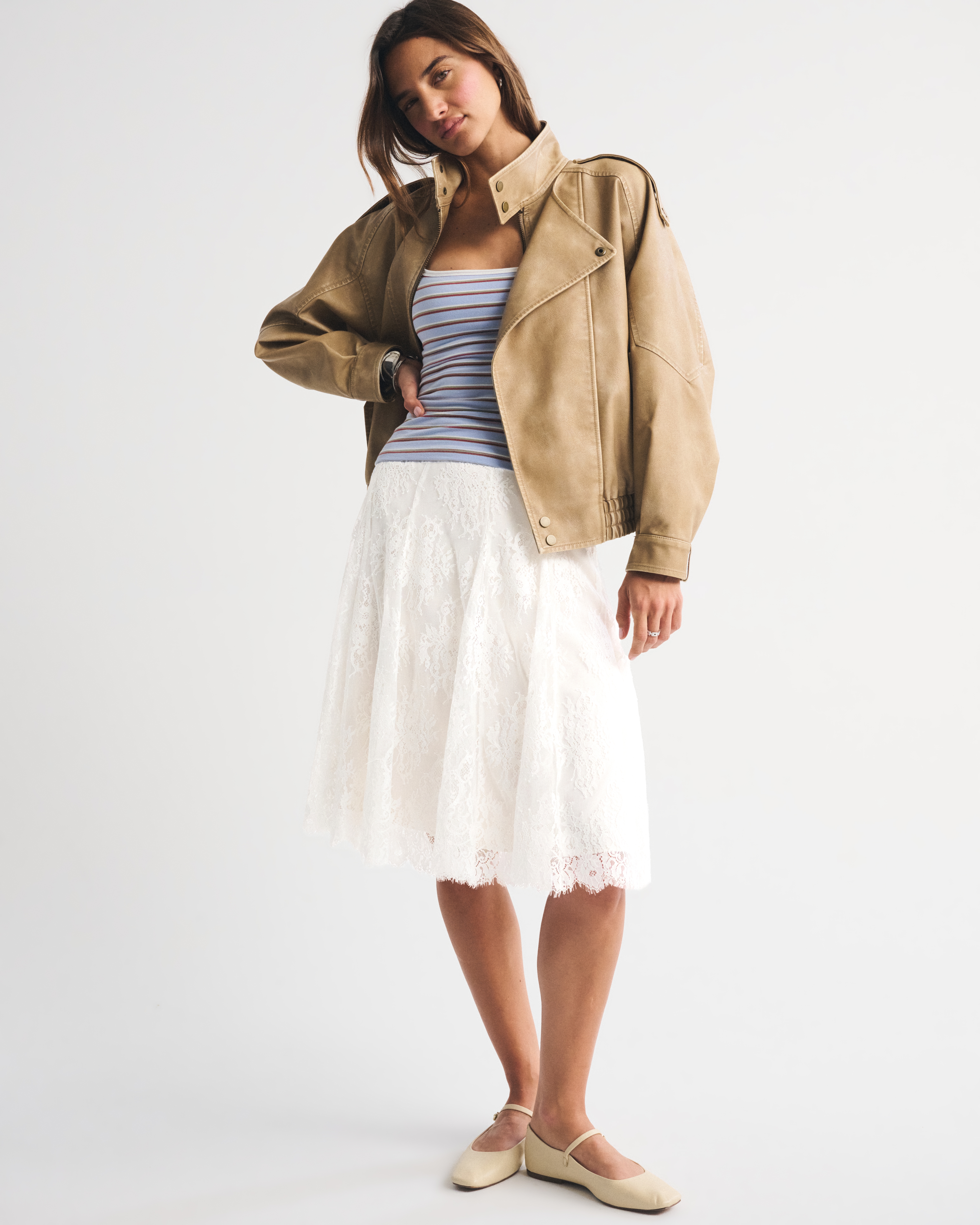 Женские юбки Abercrombie & Fitch Lace Godet Midi Skirt — фото 2