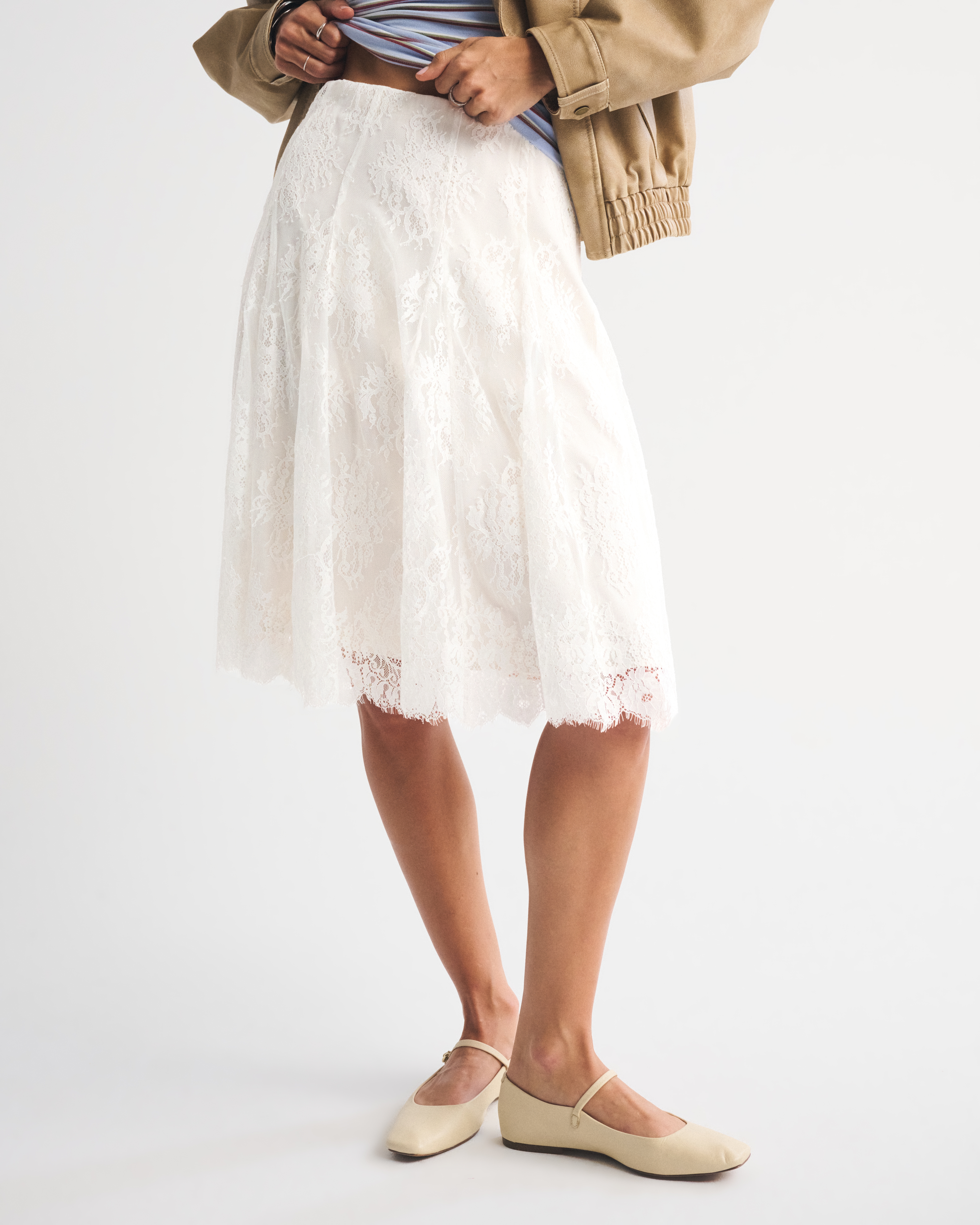 Женские юбки Abercrombie & Fitch Lace Godet Midi Skirt — фото 3