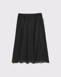 2-in-1 Reversible Lace and Satin Midi Skirt