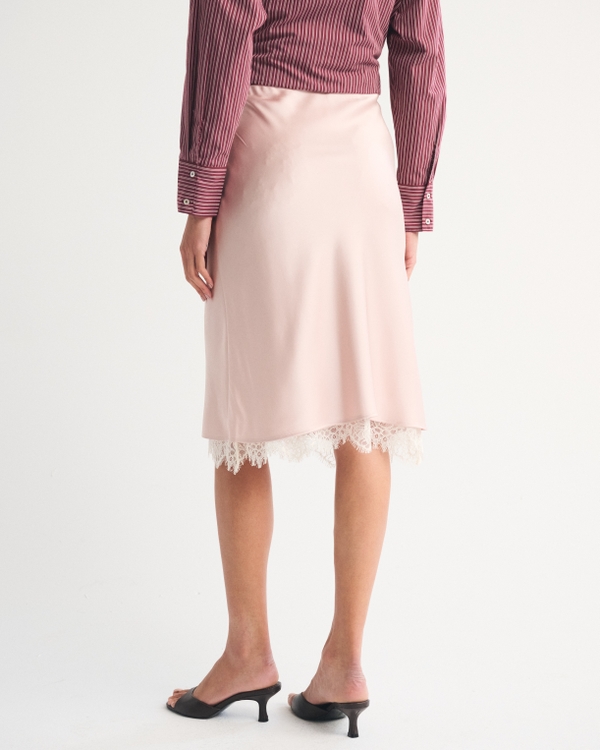 2-in-1 Reversible Lace and Satin Midi Skirt