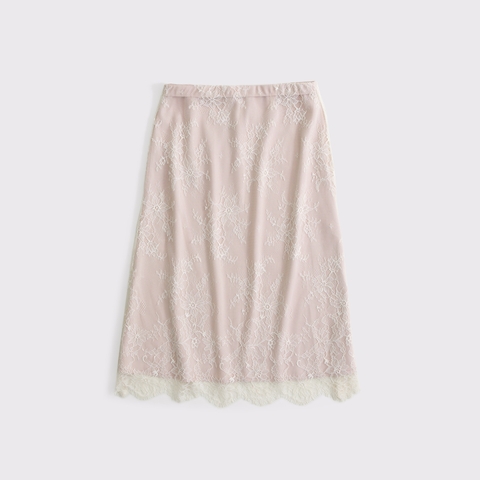 Женские юбки Abercrombie & Fitch 2-in-1 Reversible Lace and Satin Midi Skirt