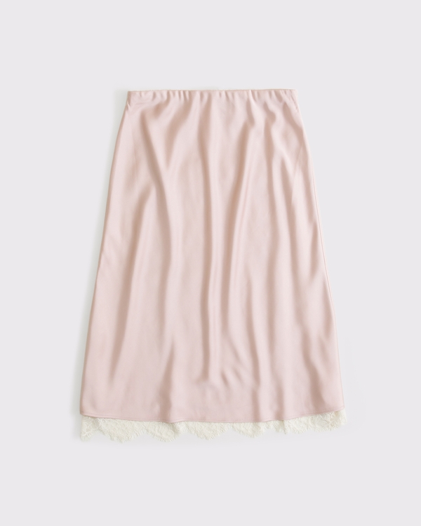 2-in-1 Reversible Lace and Satin Midi Skirt