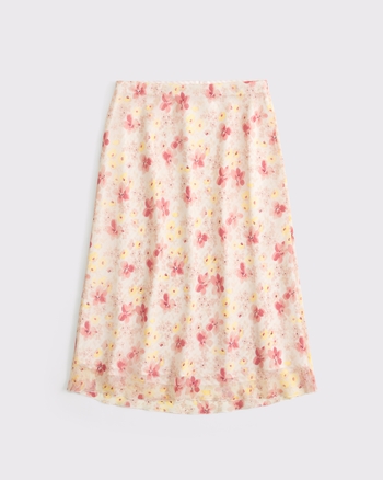 2-in-1 Reversible Satin and Chiffon Midi Skirt