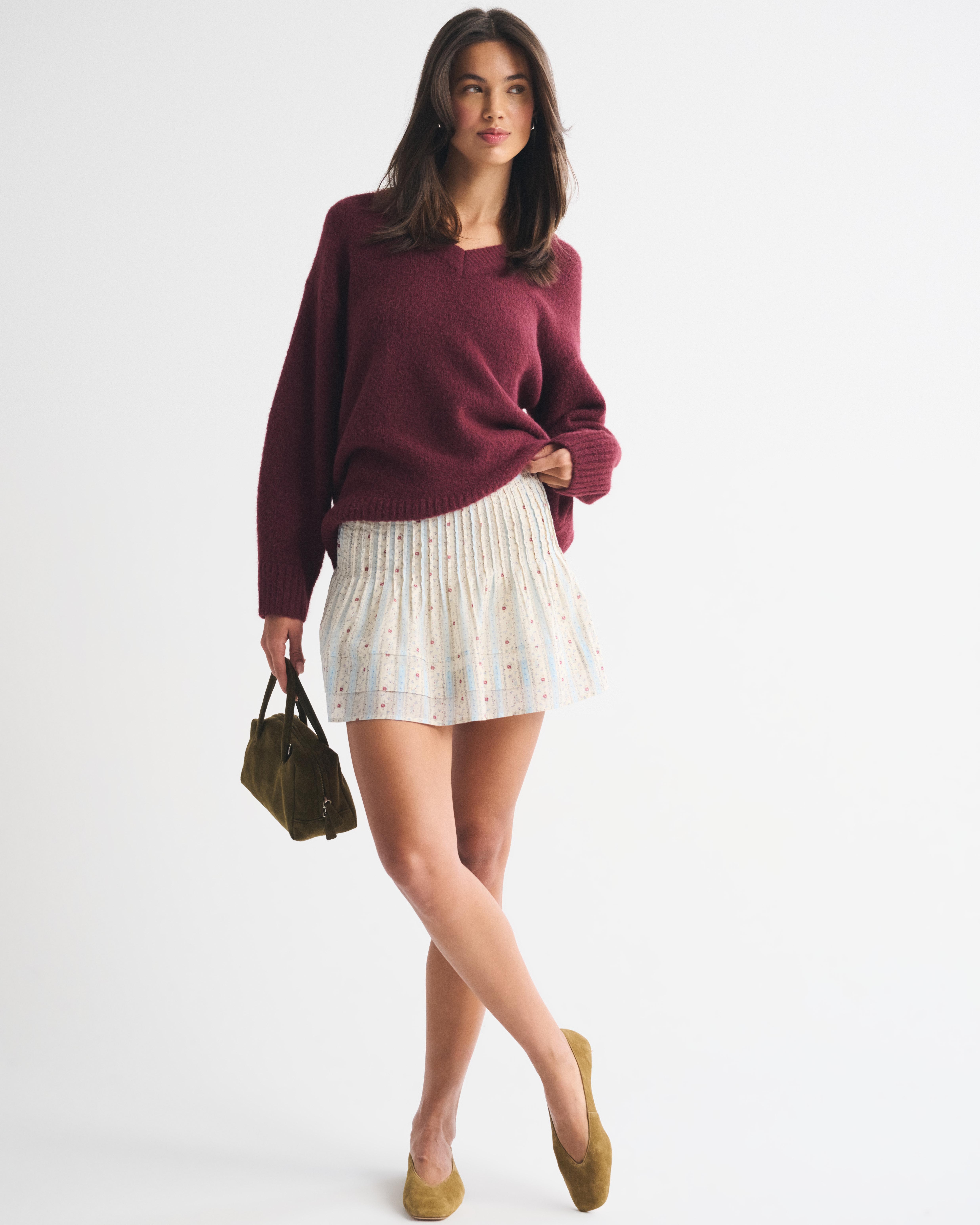 Женские юбки Abercrombie & Fitch Drop-Waist Pintuck Mini Skort — фото 3