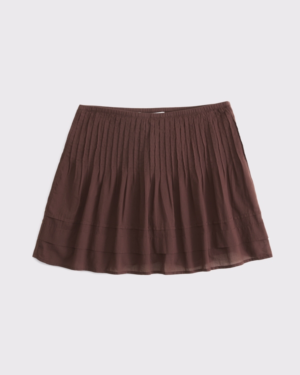 Drop-Waist Pintuck Mini Skort
