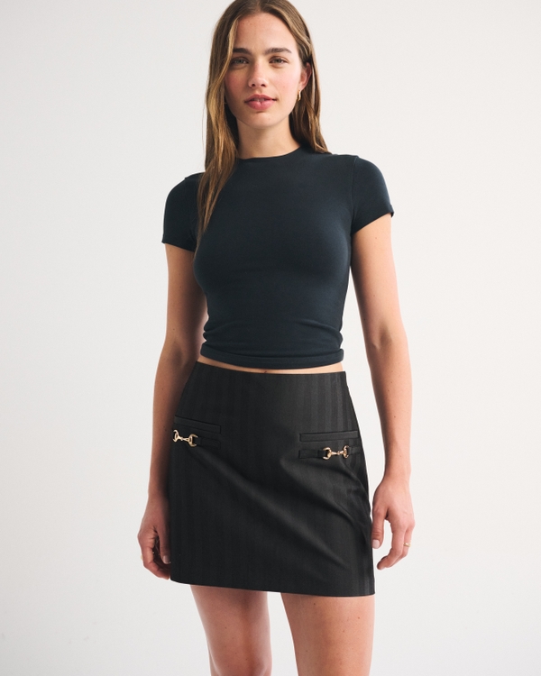 The A&F Scarlett Hardware Mini Skort, Dark Gray Stripe view 1
