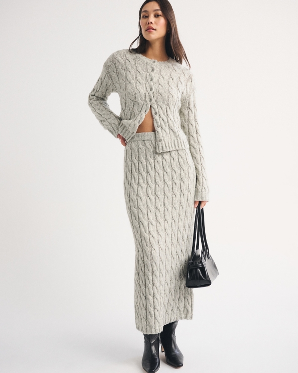 Airspun Cotton-Blend Cable Maxi", Gray view 1