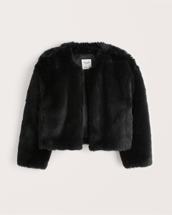 Women S Cropped Faux Fur Jacket, Abercrombie And Fitch Faux Fur Cropped Coat Jacket