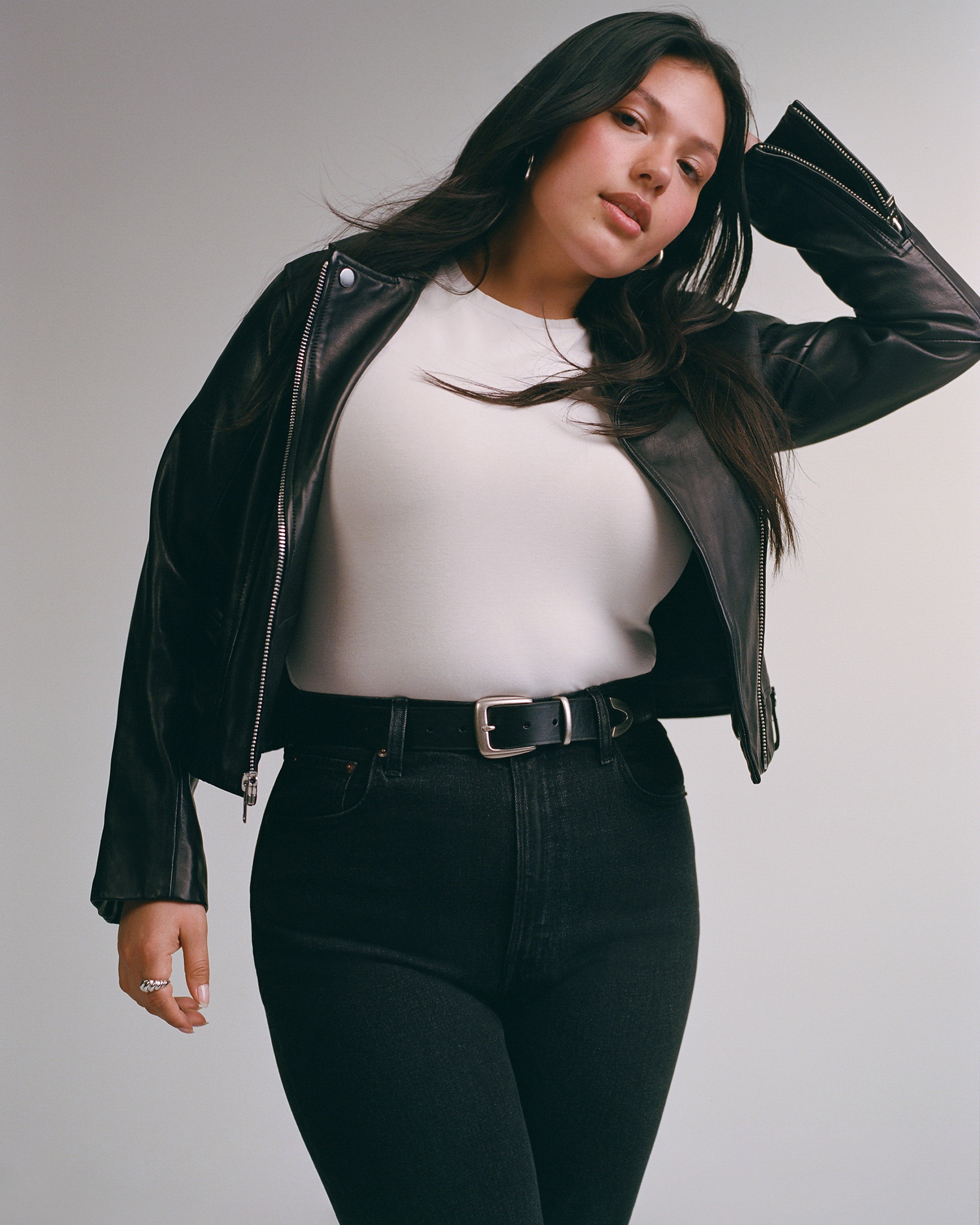 Plus size store leather moto jacket