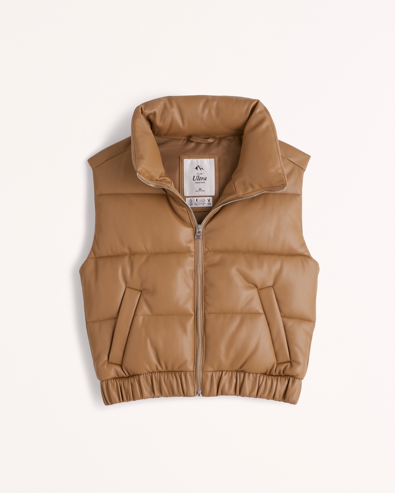 brown puffer vest