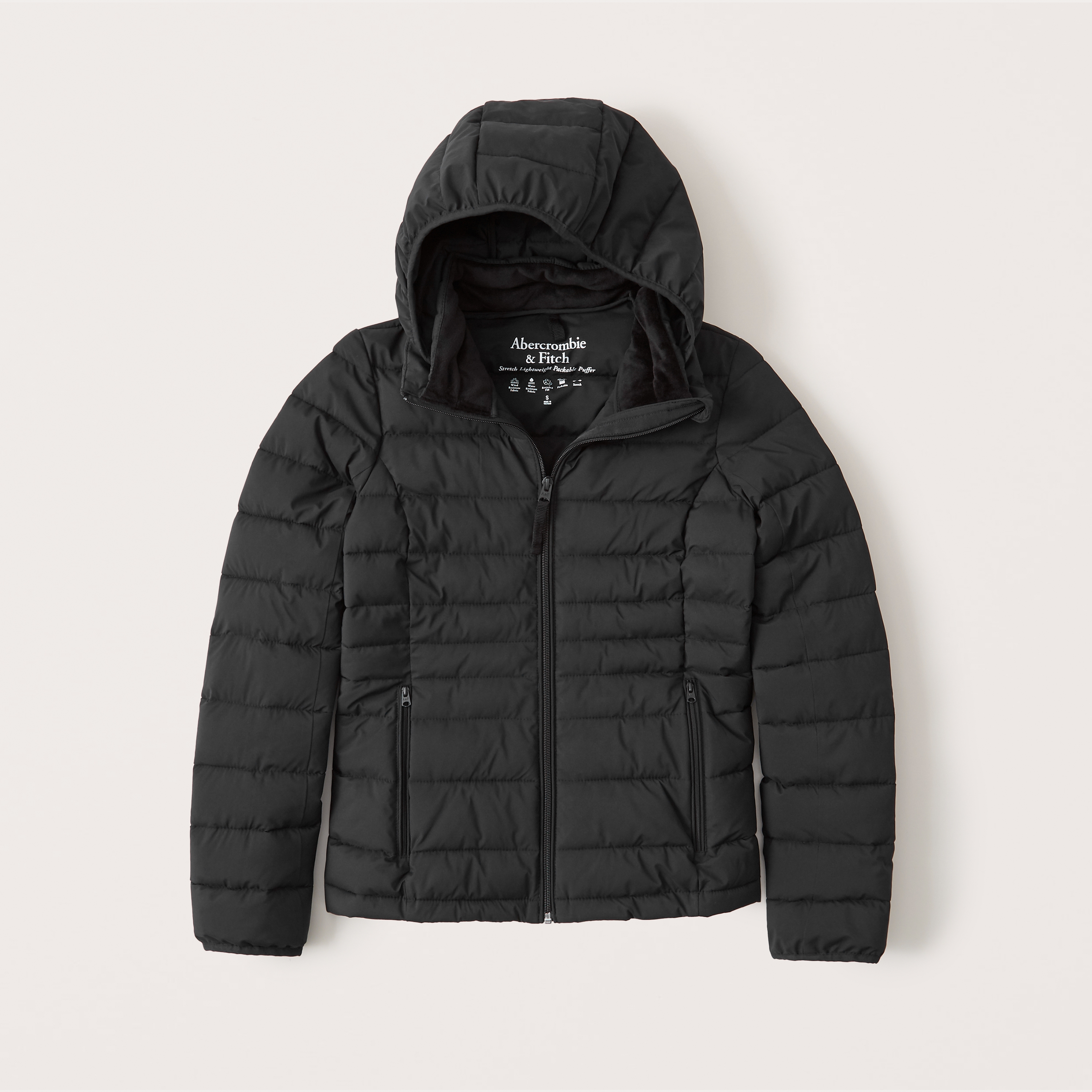 abercrombie black puffer jacket