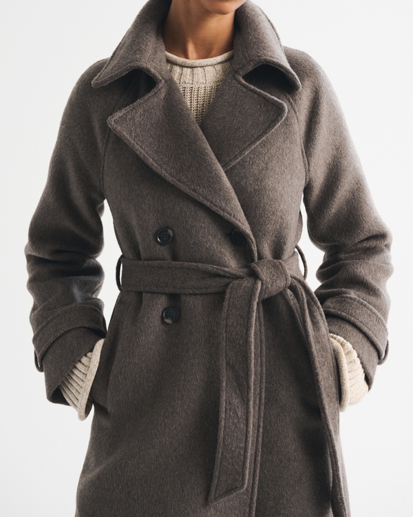 A&F Carrie Wool-Blend Trench Coat by Abercrombie & Fitch