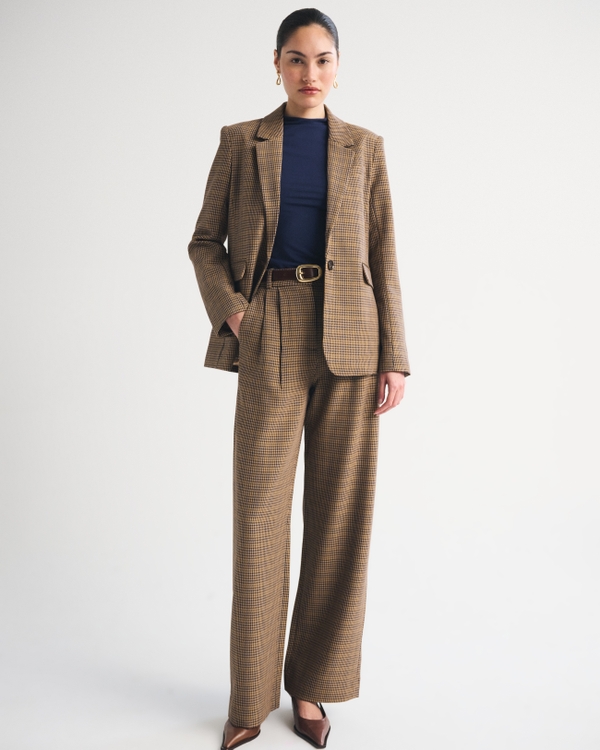 Classic Suiting Blazer, Light Brown Plaid view 2