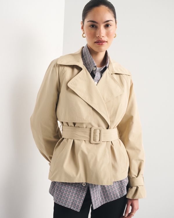 Women's Short Belted Trench Coat | Women's Coats & Jackets