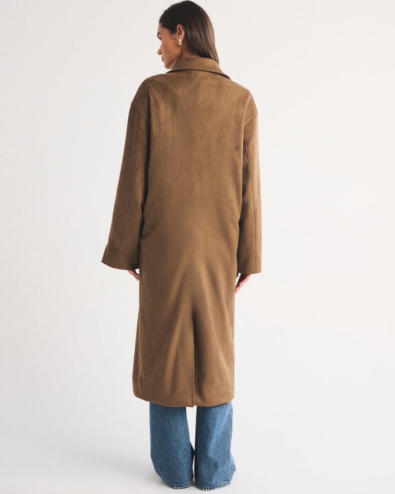 Vegan Suede Long Mac Coat - thumbnail 6