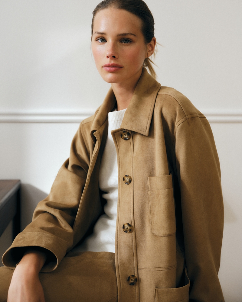Vegan Suede Shirt Jacket