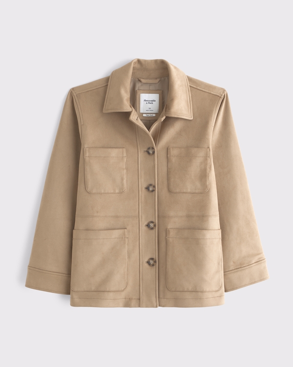 ジャケット・アウター atlast&co souvenir shirt jacket 38 Women's Vegan Suede Shirt Jacket | Women's Coats & Jackets