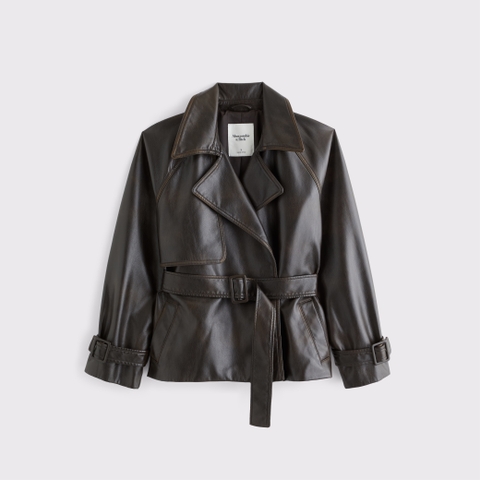 Женские куртки Abercrombie & Fitch Short Belted Vegan Suede Trench Coat