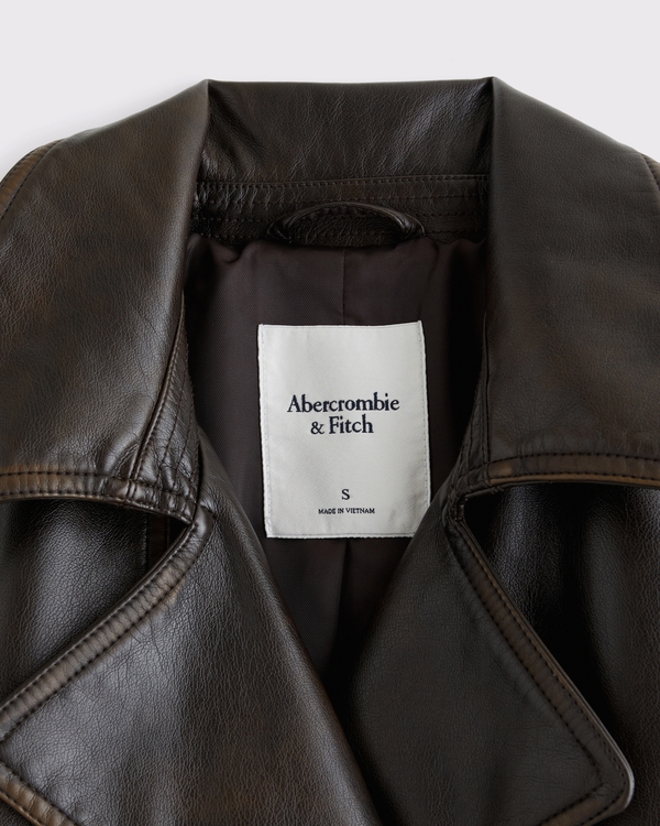 Women's Short Belted Vegan Leather Trench Coat | Women's Coats