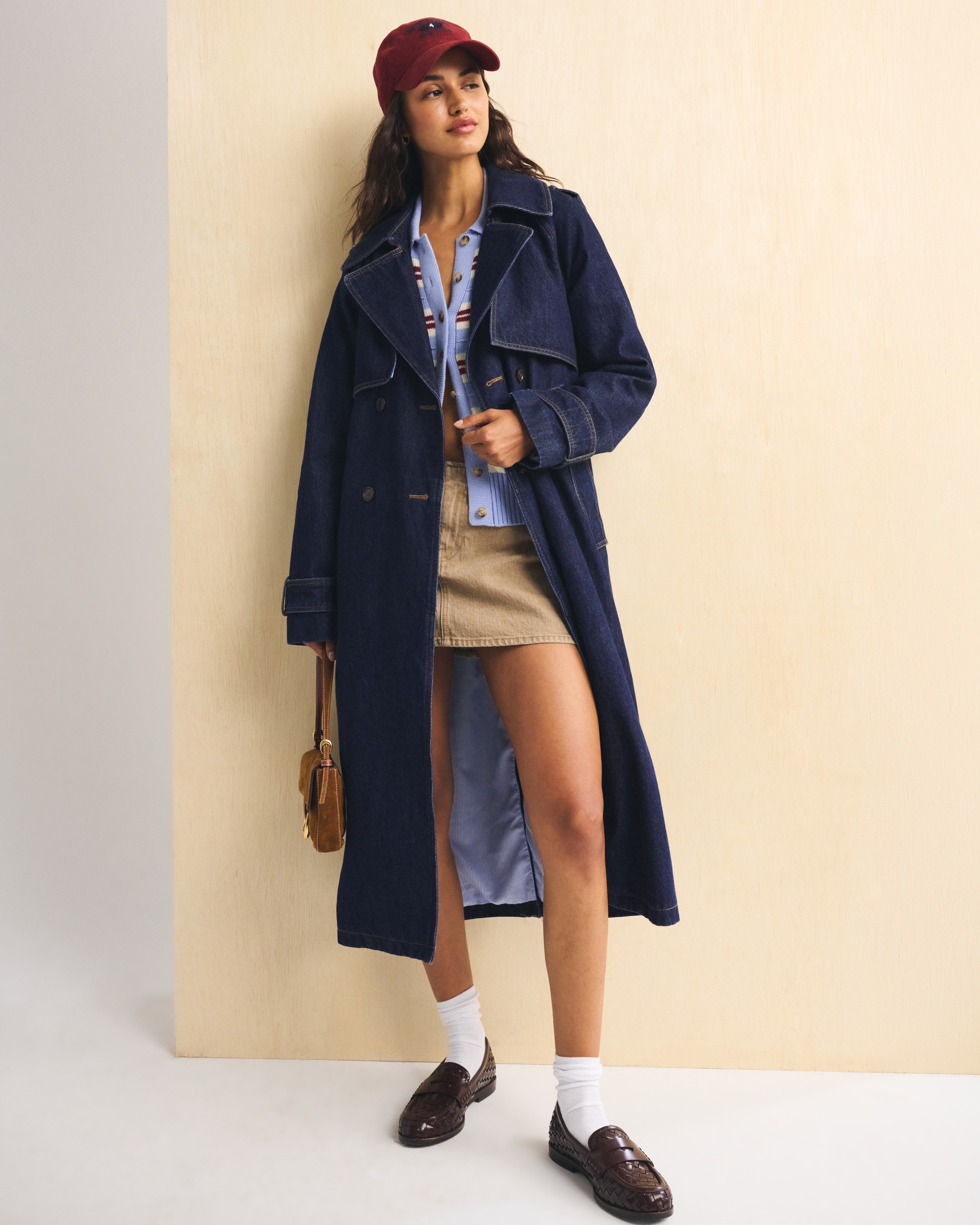 Женское пальто Abercrombie & Fitch A&F Carrie Long Denim Trench, цвет: Тёмная варка — фото 2