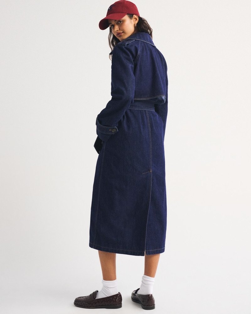 A&F Carrie Long Denim Trench Coat - thumbnail 5