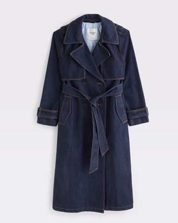 A&F Carrie Long Denim Trench Coat
