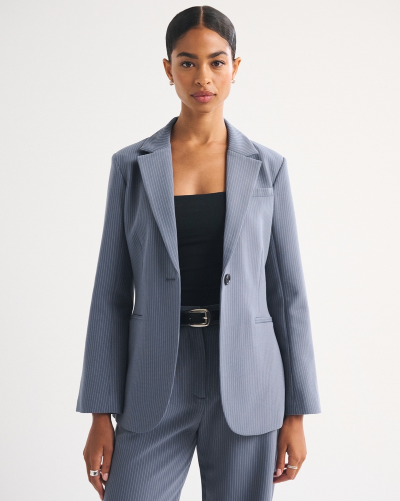 Nipped-Waist Suiting Blazer - thumbnail 2