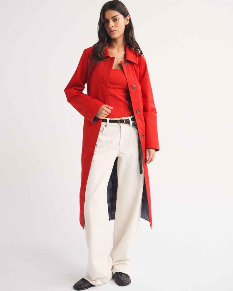 100% Cotton 2-in-1 Reversible Long Mac Coat