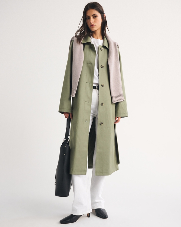 100% Cotton Long Mac Coat