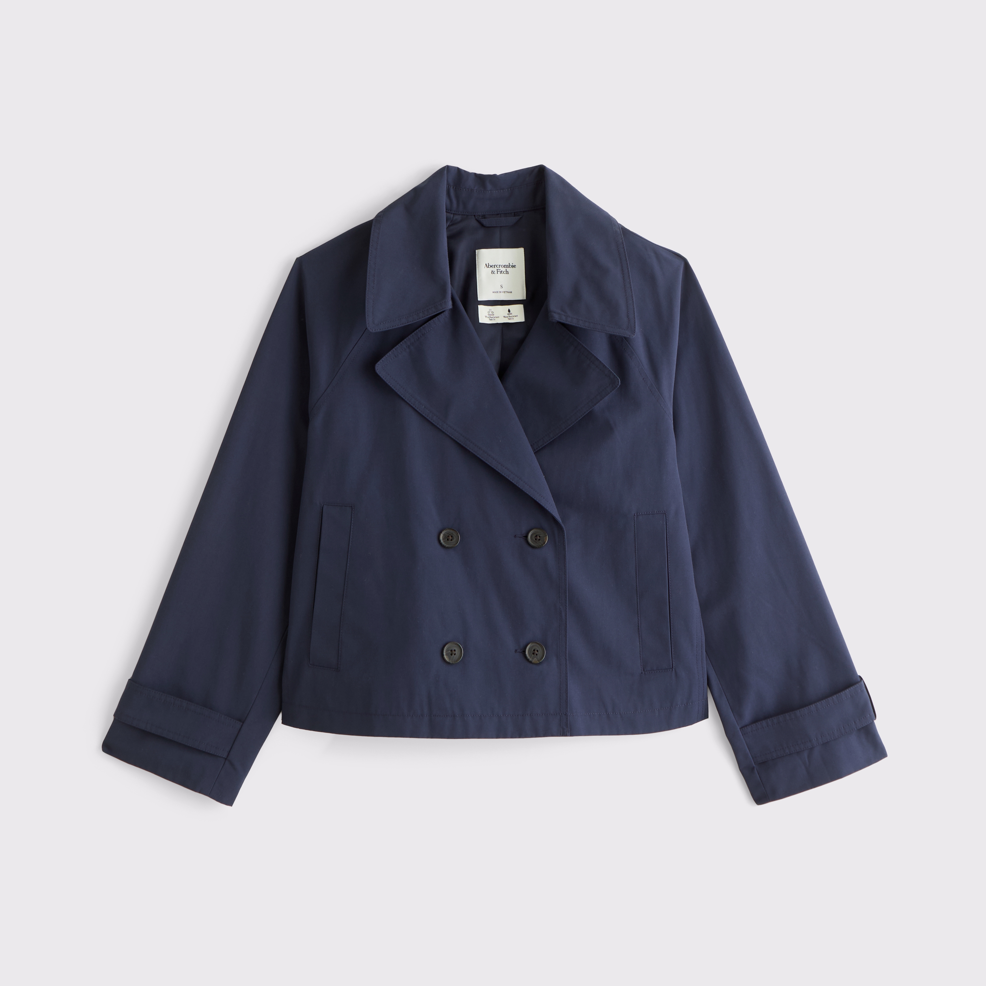Женское пальто Abercrombie & Fitch A&F Carrie Short Trench, цвет: Глубокий тёмно-синий — фото 1