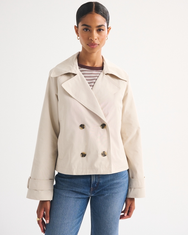 A&F Carrie Short Trench Coat, Cream view 1