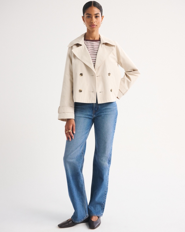 A&F Carrie Short Trench Coat, Cream view 2