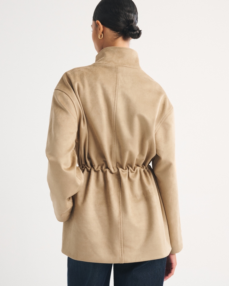 Vegan Suede Cinched Mock Neck Jacket - thumbnail 5
