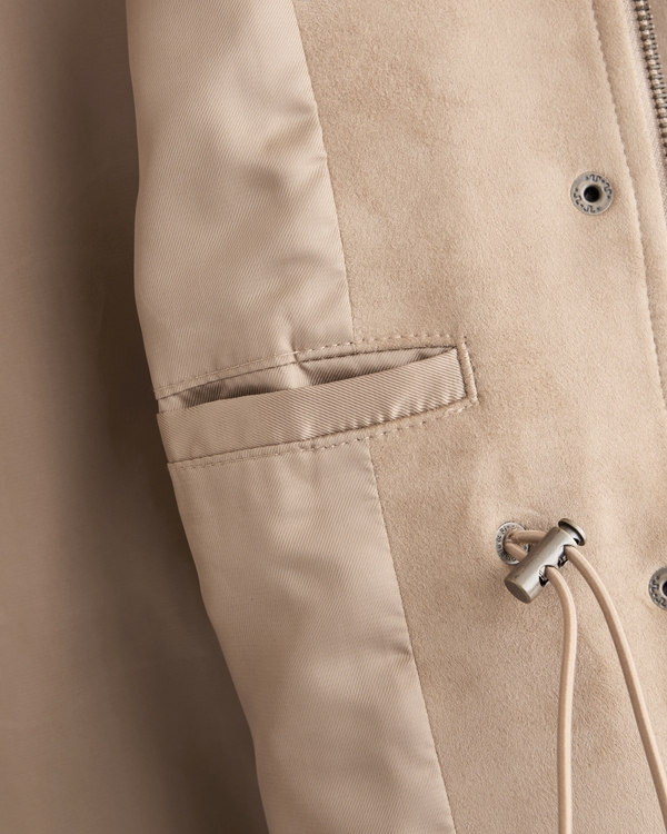 Women's Vegan Suede Cinched Mock Neck Jacket | Women's Coats