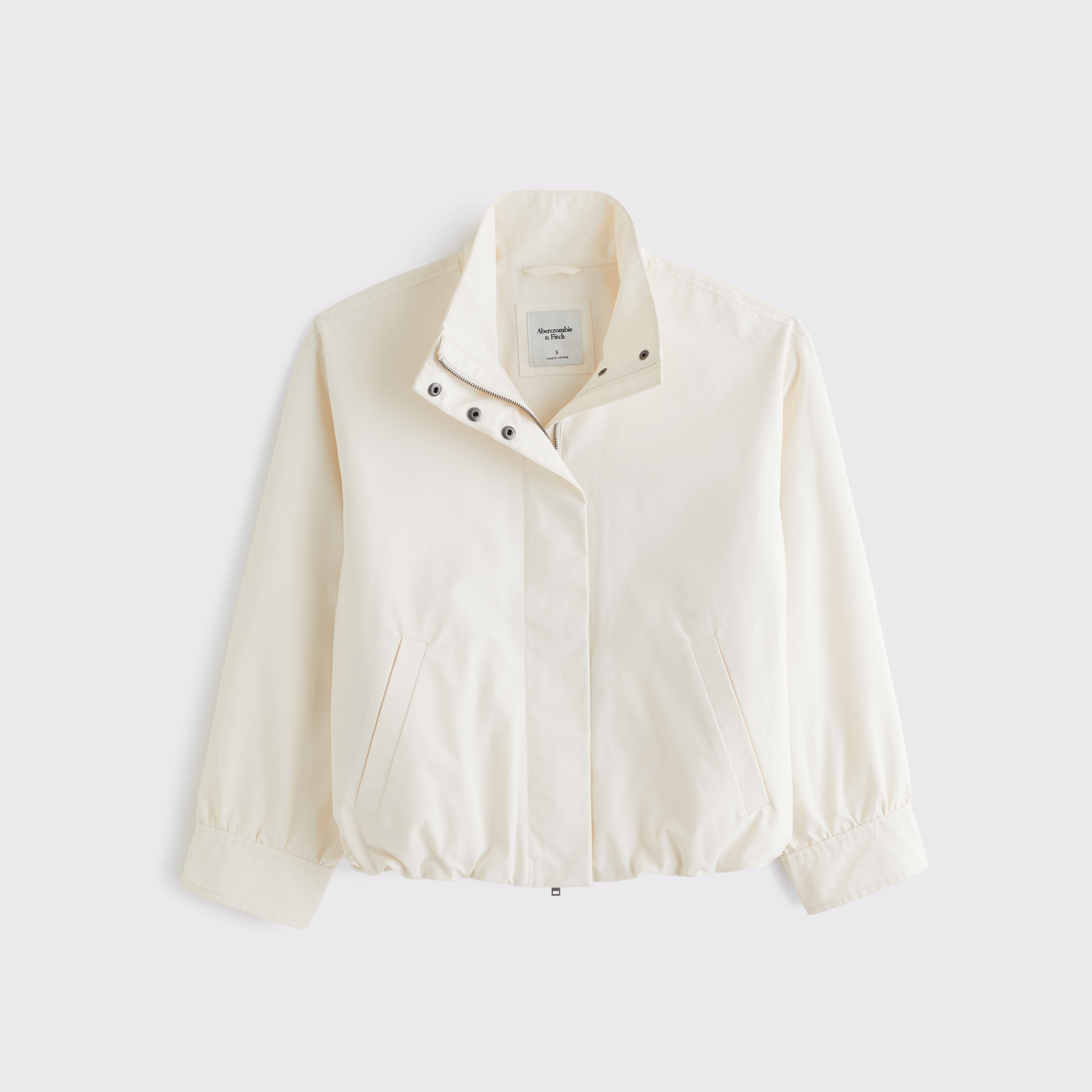 Женская куртка Abercrombie & Fitch Mock Neck Bubble Hem, цвет: Кремовый — фото 1