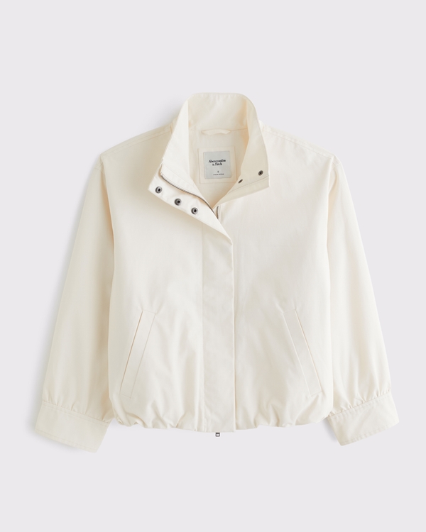 Mock Neck Bubble Hem Jacket