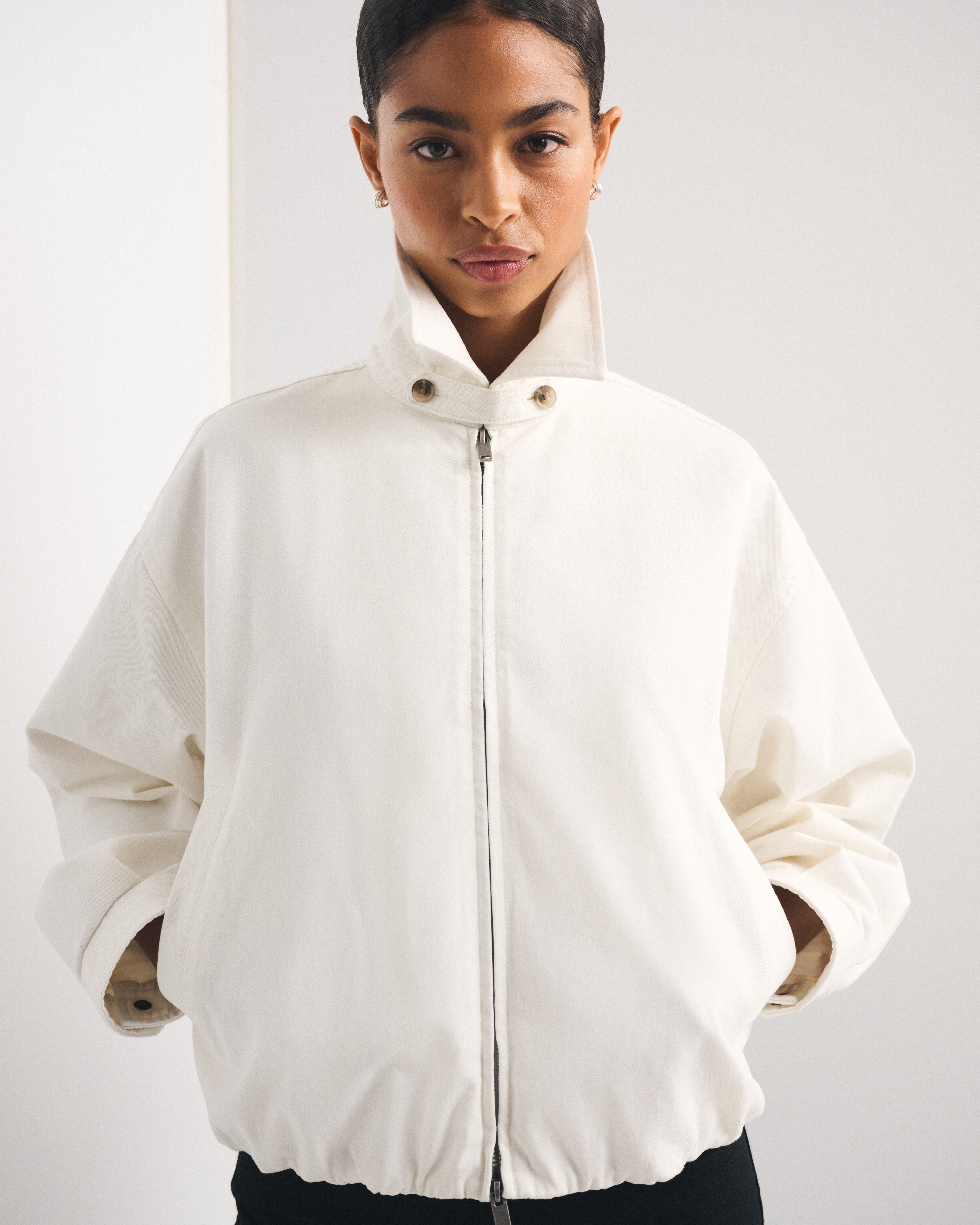 Женская куртка Abercrombie & Fitch 100% Cotton Twill Collared, цвет: Кремовый — фото 2