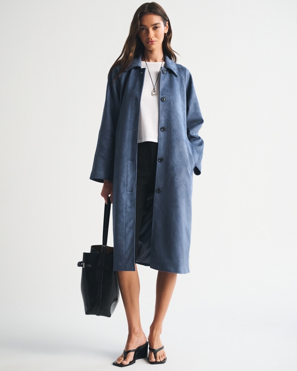 Vegan Suede Long Mac Coat