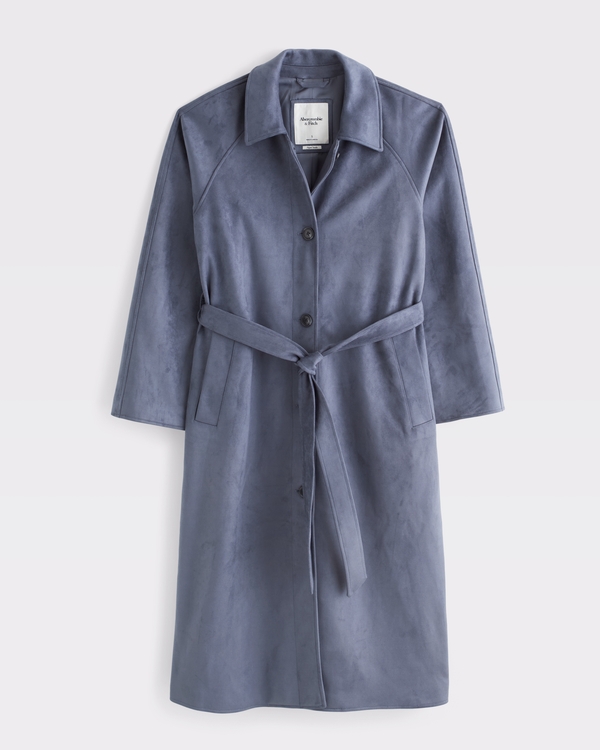 Abercrombie & Fitch Vegan Suede Long Mac Coat