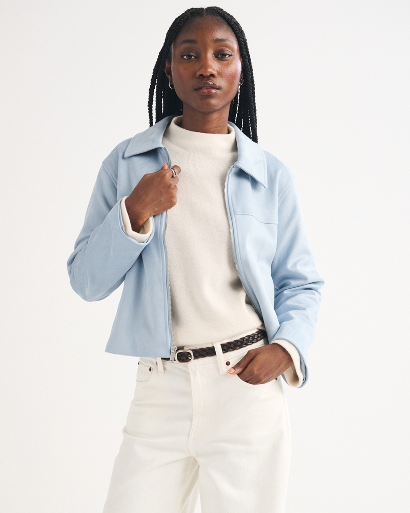 Relaxed Vegan Suede Zip Jacket - thumbnail 2