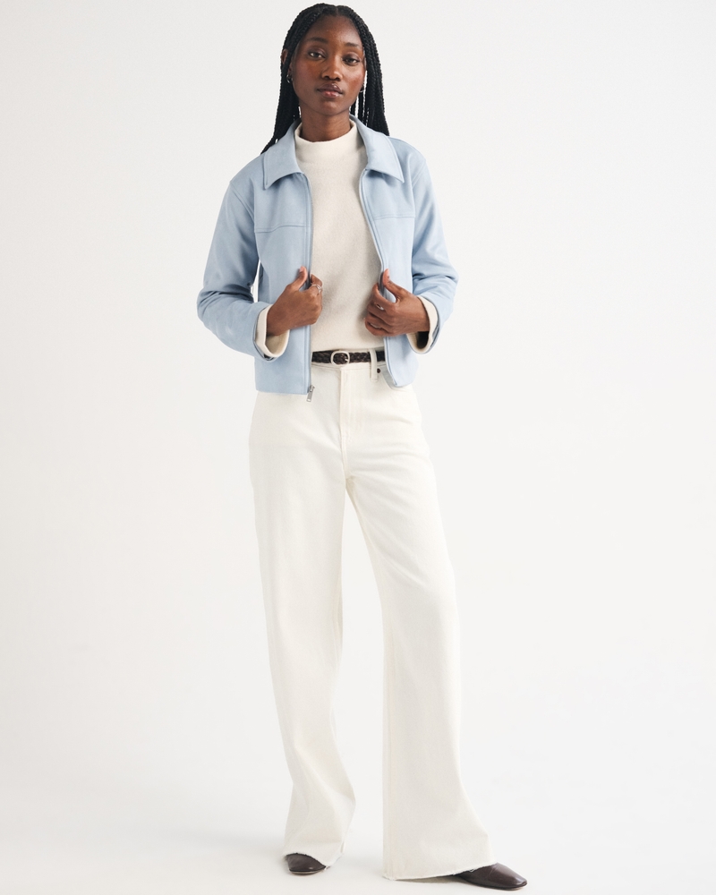 Relaxed Vegan Suede Zip Jacket