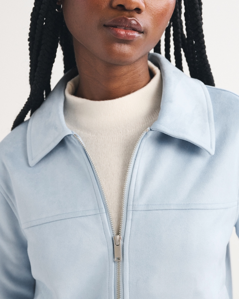 Relaxed Vegan Suede Zip Jacket - thumbnail 3