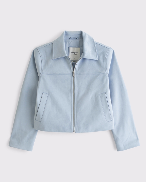 Relaxed Vegan Suede Zip Jacket