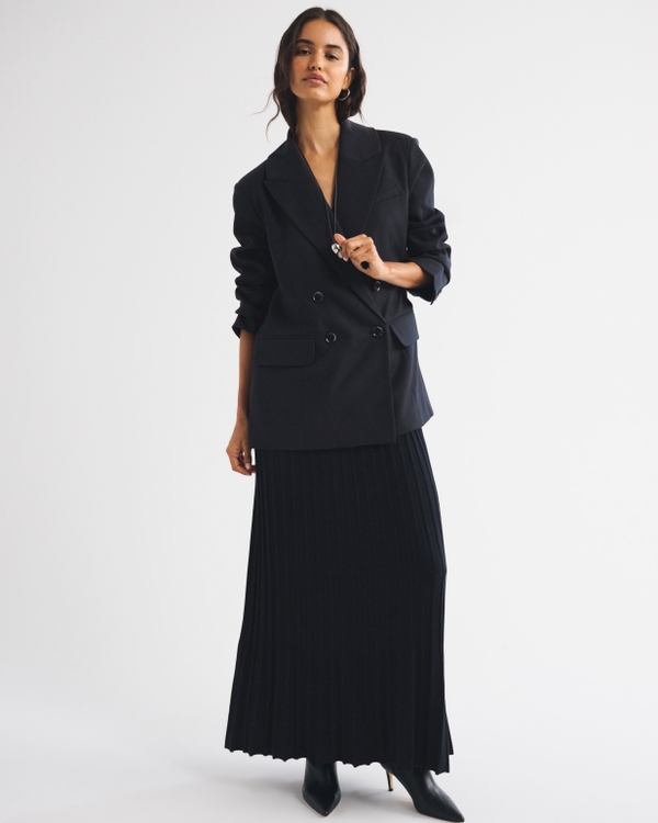 Relaxed Double-Breasted Blazer, Black view 2