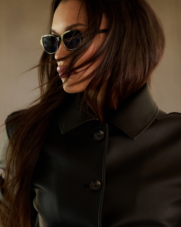 Relaxed Vegan Leather Jacket, Black view 2