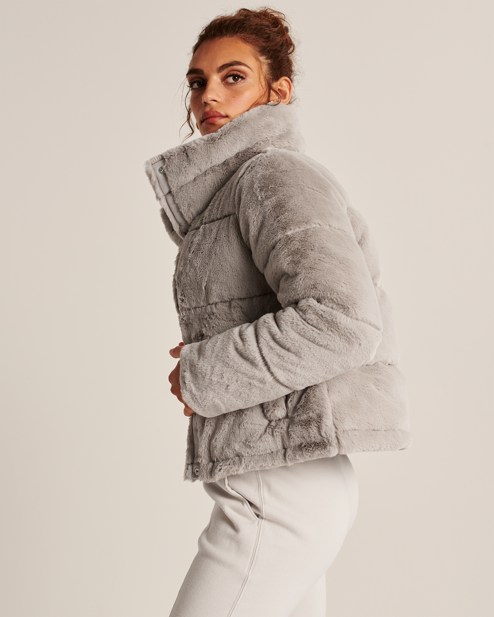 abercrombie faux fur mini puffer