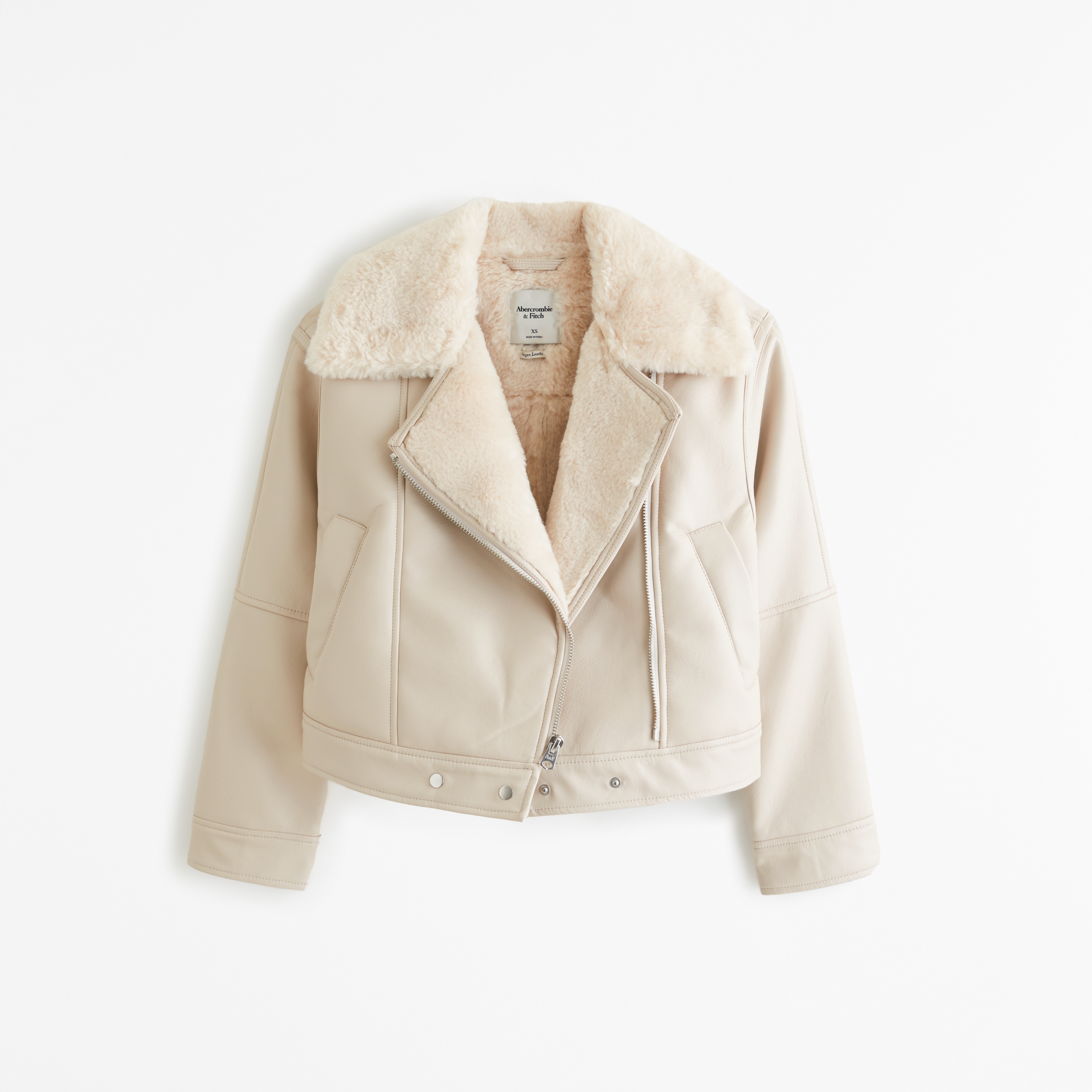 Women's Vegan Leather Shearling Biker Jacket | Women's Coats