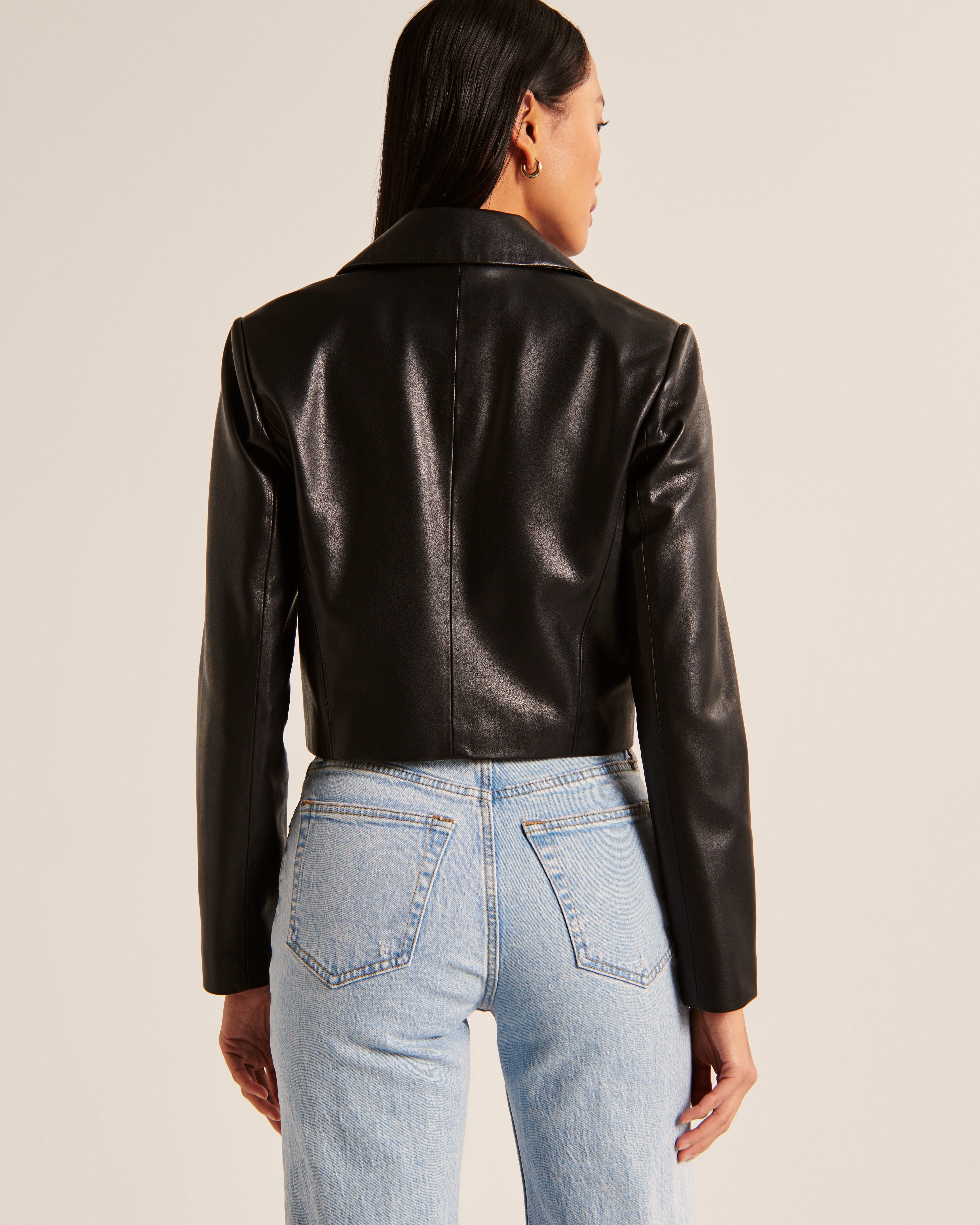 Cropped vegan leather discount jacket