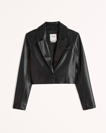 Cropped leather sales blazer