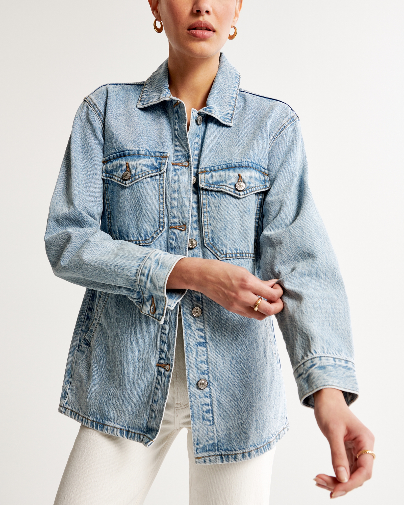 Women's Oversized Denim Shirt Jacket | Women's Sale | Abercrombie.com